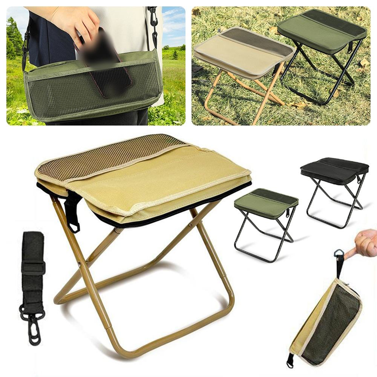 Shoulder Bag Design Carbon Steel Foldable Oxford Stool 4